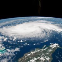 a view of Hurricane Dorian shot from the International Space Station