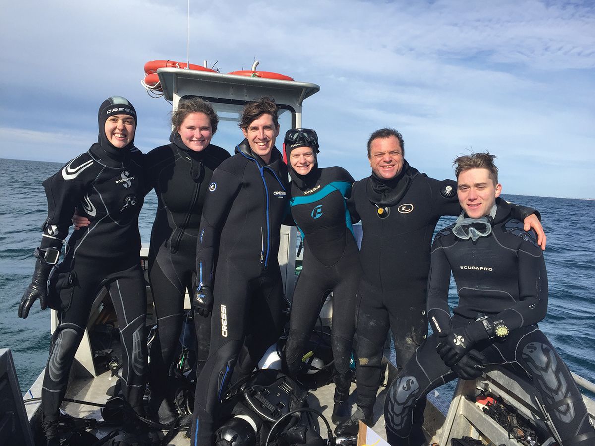 Divers assist on a project designed to draw oysters back to reefs in Australia.