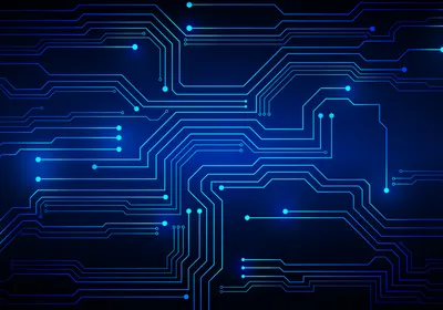 An illustration of a futuristic circuit board.