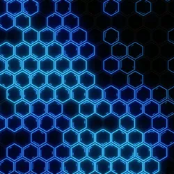 An image of a glowing hexagonal pattern on a dark background. An image of a glowing hexagonal pattern on a dark background.