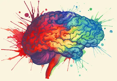 A watercolor illustration of the human brain. A watercolor illustration of the human brain.