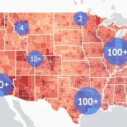 Image of the US map with various shades from white to dark red, the darker color indicates more money lost. Image of the US map with various shades from white to dark red, the darker color indicates more money lost.