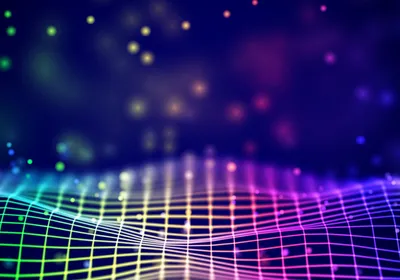 Abstract image featuring colorful grid-like lines and dots, symbolizing spatial mapping.