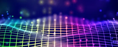 Abstract image featuring colorful grid-like lines and dots, symbolizing spatial mapping.