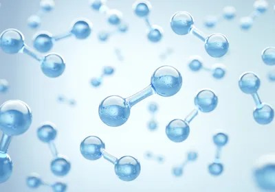 Blue oxygen molecules on a matching blue background