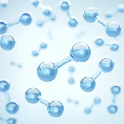 Blue oxygen molecules on a matching blue background