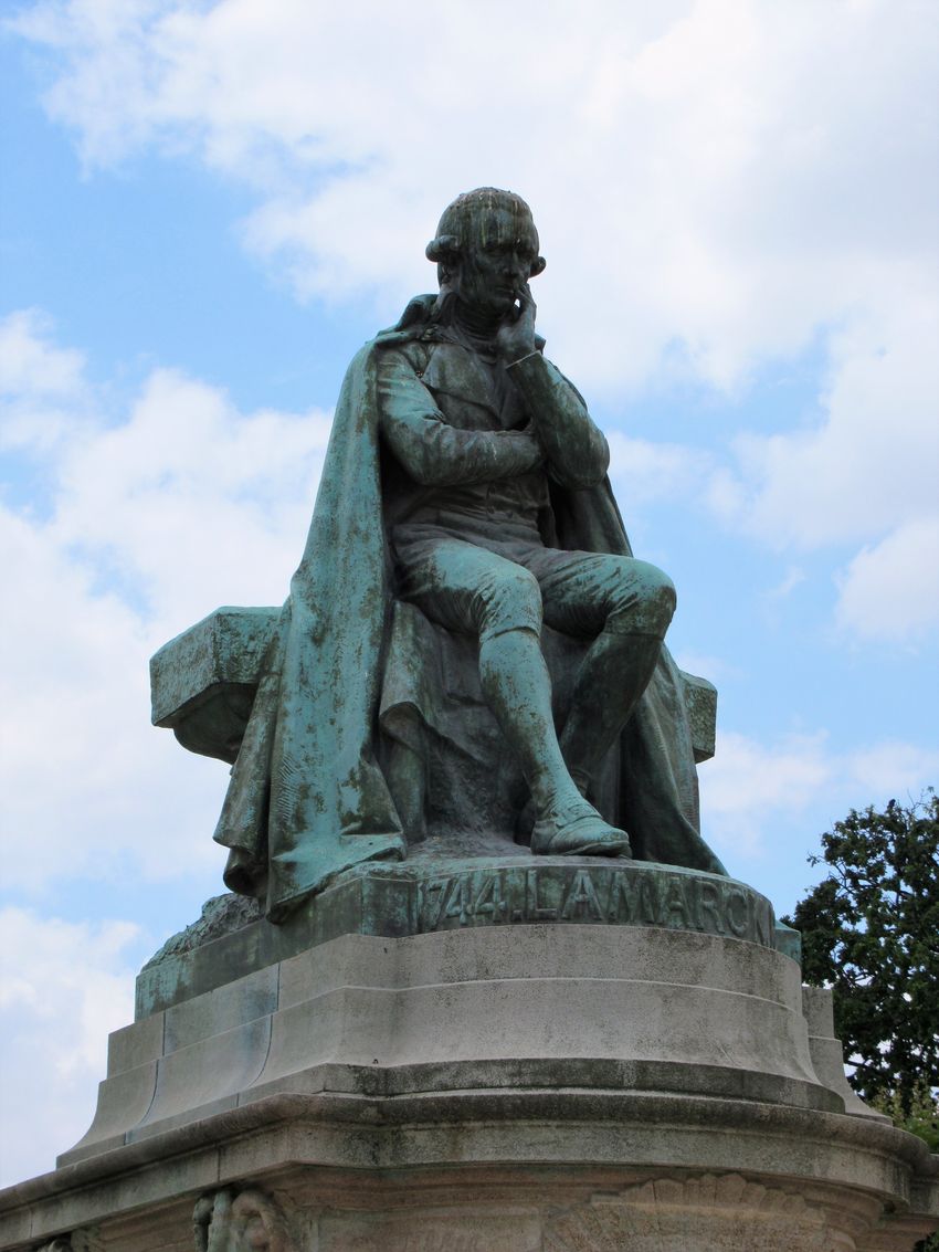 A statue of Jean-Baptiste Lamarck in the Jardin des Plantes in Paris, France. A statue of Jean-Baptiste Lamarck in the Jardin des Plantes in Paris, France.