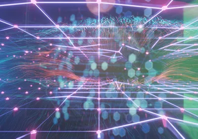 Multicolored conceptual image depicting digital technology and artificial intelligence. 