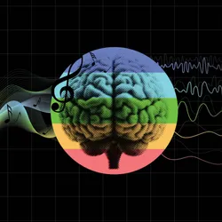 Illustrative image of soundwaves entering a brain on the left and coming out as brainwaves on the right Illustrative image of soundwaves entering a brain on the left and coming out as brainwaves on the right