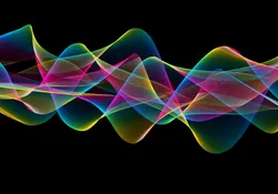 Colorful abstract wave pattern representing spectral flow cytometry analysis