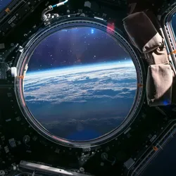 A view of the Earth from the International Space Station, where some human stem cells recently spent up to 45 days. Researchers found these cells aged faster than their earthbound counterparts.