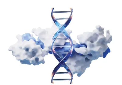 Image showing a protein and a DNA strand Image showing a protein and a DNA strand