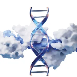 Image showing a protein and a DNA strand Image showing a protein and a DNA strand
