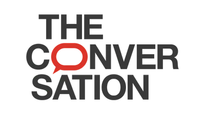 The logo for the news organization "The Conversation" in all capital letters, with the first "O" stylized with a red speech bubble. The name is spaced out so that it is stacked over three lines, broken up as "THE" "CONVER" "SATION" The logo for the news organization "The Conversation" in all capital letters, with the first "O" stylized with a red speech bubble. The name is spaced out so that it is stacked over three lines, broken up as "THE" "CONVER" "SATION"