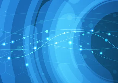 Abstract graphic in blue, showing concentric circles and wavy lines in dots that represent genomic and epigenomic biomarkers