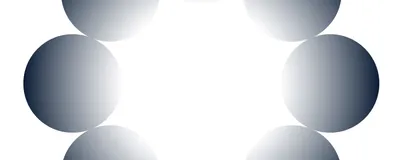 Illustration of a ring of circles drawn so that their outer edges are darker blue-black than their inner sides. This creates an optical illusion that the space in the center is a brighter white than the white background outside the circle ring. 