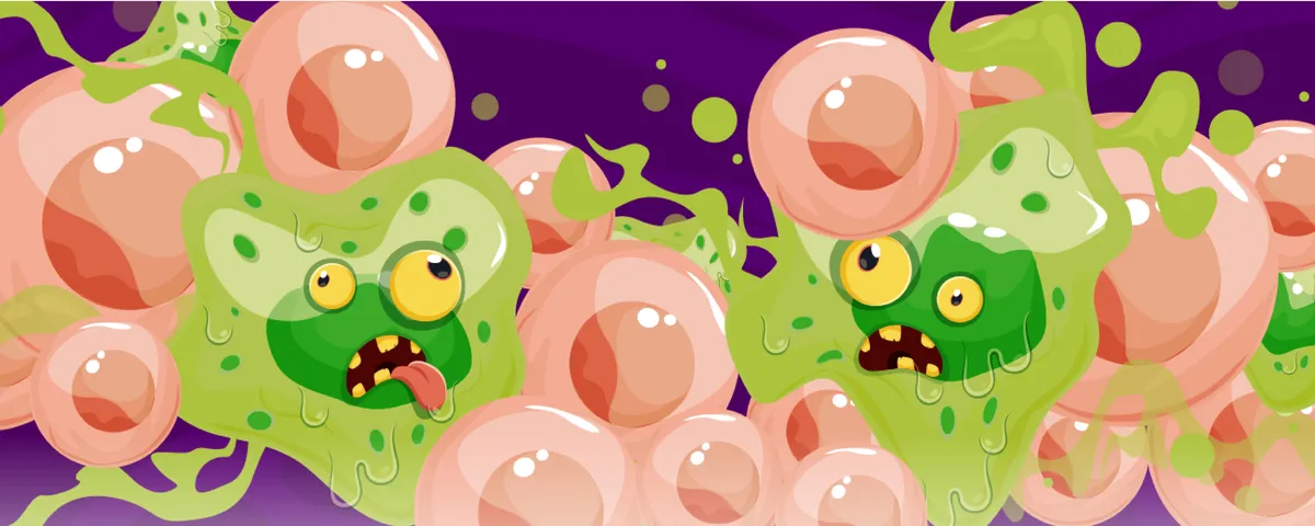 Illustration of zombified looking cells