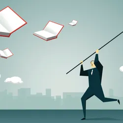 A cartoon person tries to catch flying open books, representing efforts to catch questionable scientific journals that try to exploit open access publishing. A cartoon person tries to catch flying open books, representing efforts to catch questionable scientific journals that try to exploit open access publishing.