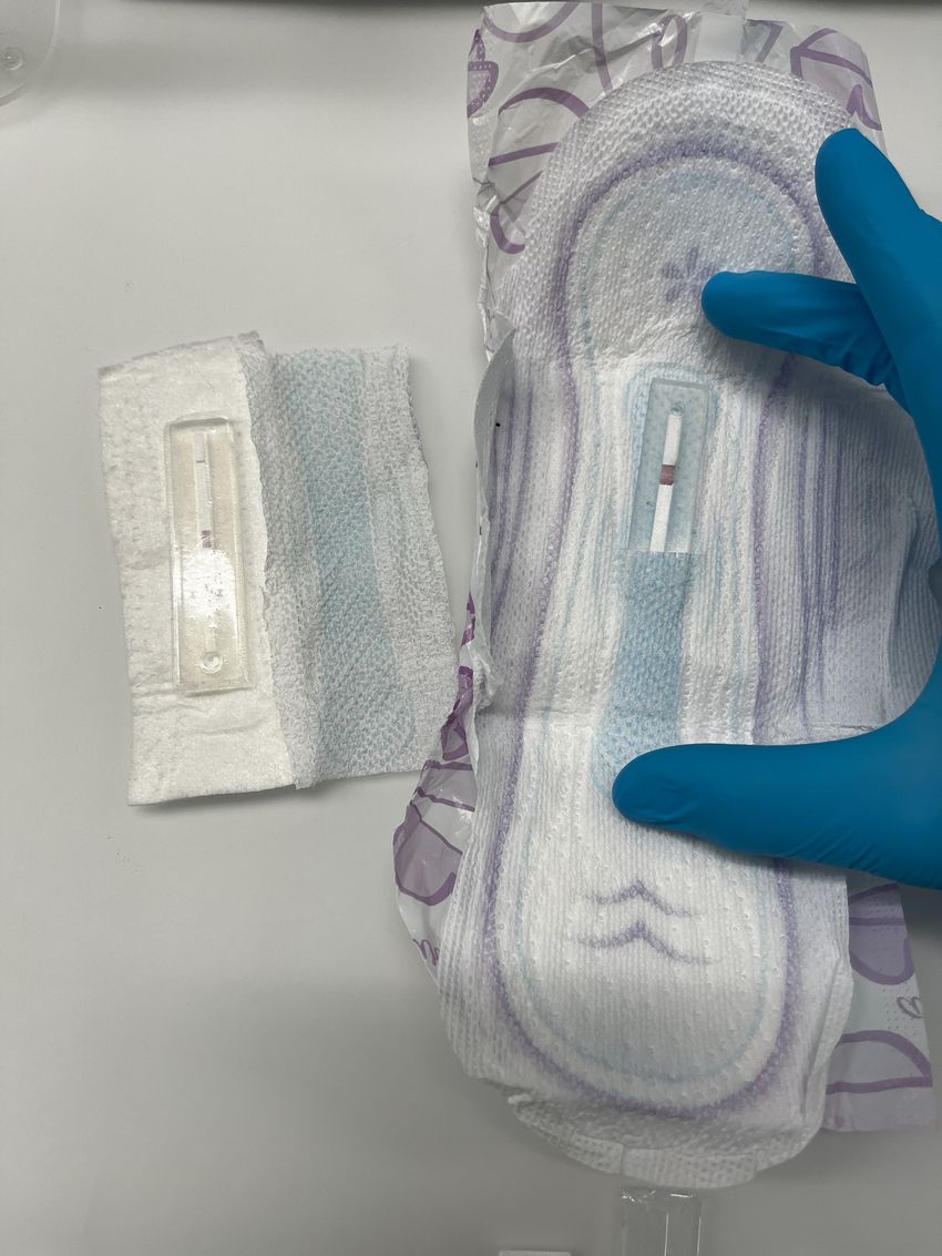 A sanitary pad containing the sensor that can detect disease biomarkers in menstrual blood.