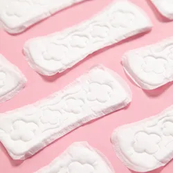 Sanitary pads on a pink background. “Smart” pads embedded with sensors allow for the detection of disease-specific biomarkers in menstrual blood. Sanitary pads on a pink background. “Smart” pads embedded with sensors allow for the detection of disease-specific biomarkers in menstrual blood.
