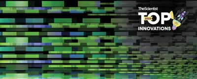 Conceptual green and blue image depicting gene sequencing on a black background.