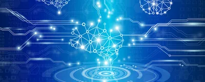 Conceptual image of AI technology in different shades of blue. Conceptual image of AI technology in different shades of blue.