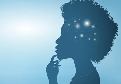 Illustration shows a woman in thought, representing neurotech field gender barriers.