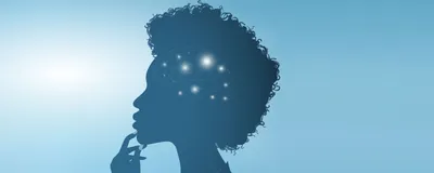 Illustration shows a woman in thought, representing neurotech field gender barriers.