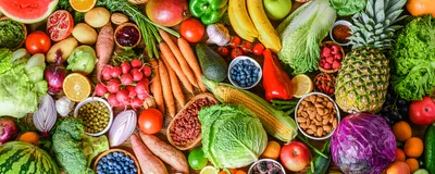 Colorful fruits and vegetables photographed from above. Colorful fruits and vegetables photographed from above.