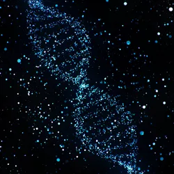 An abstract illustration of a DNA molecule. An abstract illustration of a DNA molecule.