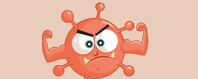 A cartoon tumor cell with a monster-like face flexes its biceps, representing cancer’s resilience against different types of stress. A cartoon tumor cell with a monster-like face flexes its biceps, representing cancer’s resilience against different types of stress.