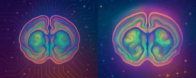 AI-produced rendering of mouse brain regionalization overlaid with network motifs, symbolizing the fusion of artificial intelligence and neuroanatomical discovery. AI-produced rendering of mouse brain regionalization overlaid with network motifs, symbolizing the fusion of artificial intelligence and neuroanatomical discovery.