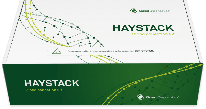 A photo of the Haystack MRD® blood collection kit.