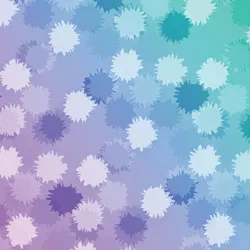 Abstract paint splashes resembling viral particles on a colorful background.