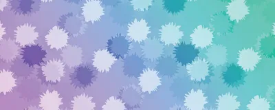 Abstract paint splashes resembling viral particles on a colorful background.