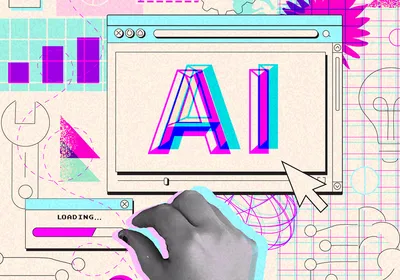 Image of a collage with human hands working with desktop icons in a collage style.