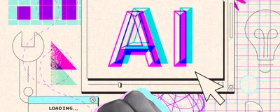 Image of a collage with human hands working with desktop icons in a collage style.