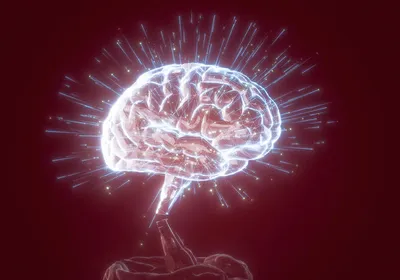 Digital background depicting innovative technologies in the shape of a brain, signifying AI in biology and neuroscience.