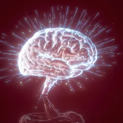 Digital background depicting innovative technologies in the shape of a brain, signifying AI in biology and neuroscience.