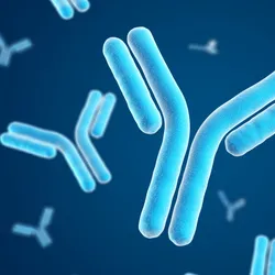 Blue 3D rendered antibodies