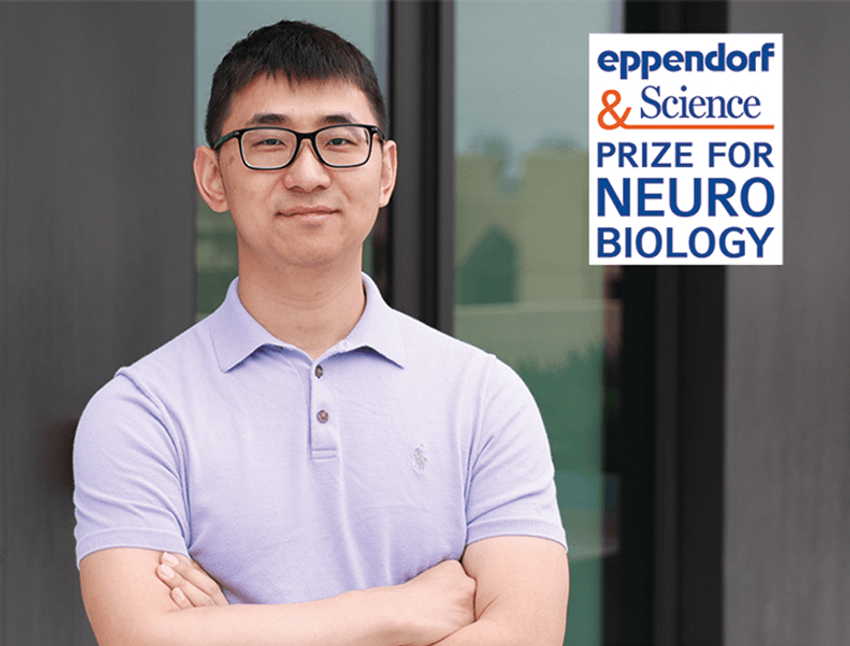 A photo of neurobiologist Cheng Lyu, PhD, the 2025 winner of the Eppendorf & Science Prize for Neurobiology