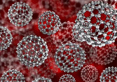 Silver nanoparticles on a red background, representing researchers’ vision of administering this antibiotic drug alternative systematically. 