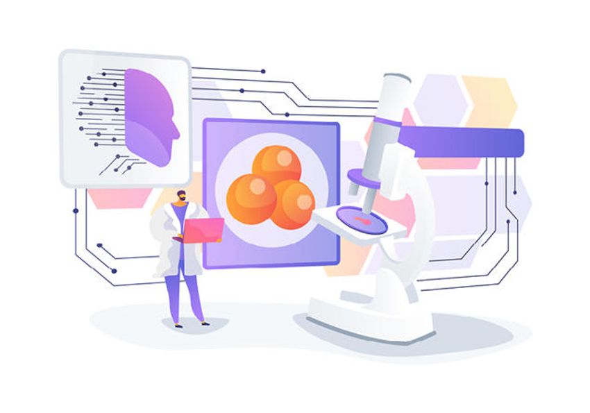 Researcher using a single platform in a computer to analyze multiple data, showcasing advancements in AI-driven technology in clinical research.