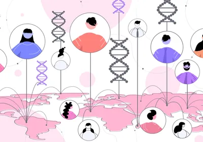 People’s avatars and DNA structure on world map. Current human reference genomes do not account for genetic diversity. RNA sequencing uncovered the extent of ancestry bias in transcriptomics.