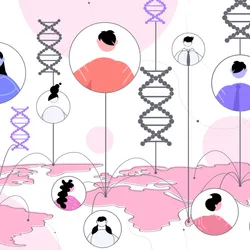 People’s avatars and DNA structure on world map. Current human reference genomes do not account for genetic diversity. RNA sequencing uncovered the extent of ancestry bias in transcriptomics.