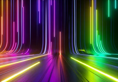 Lines in a rainbow of fluorescent colors