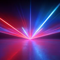 Abstract background with red and blue laser lights