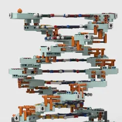 Image of Lego DNA which features a sugar-phosphate backbone with base-pair molecular structures. Image of Lego DNA which features a sugar-phosphate backbone with base-pair molecular structures.