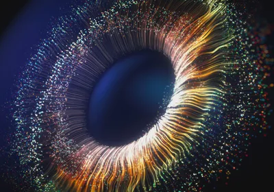 A retina-like structure made of light dots.