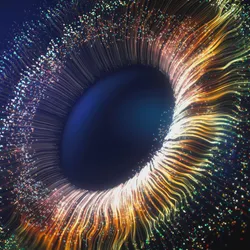 A retina-like structure made of light dots.